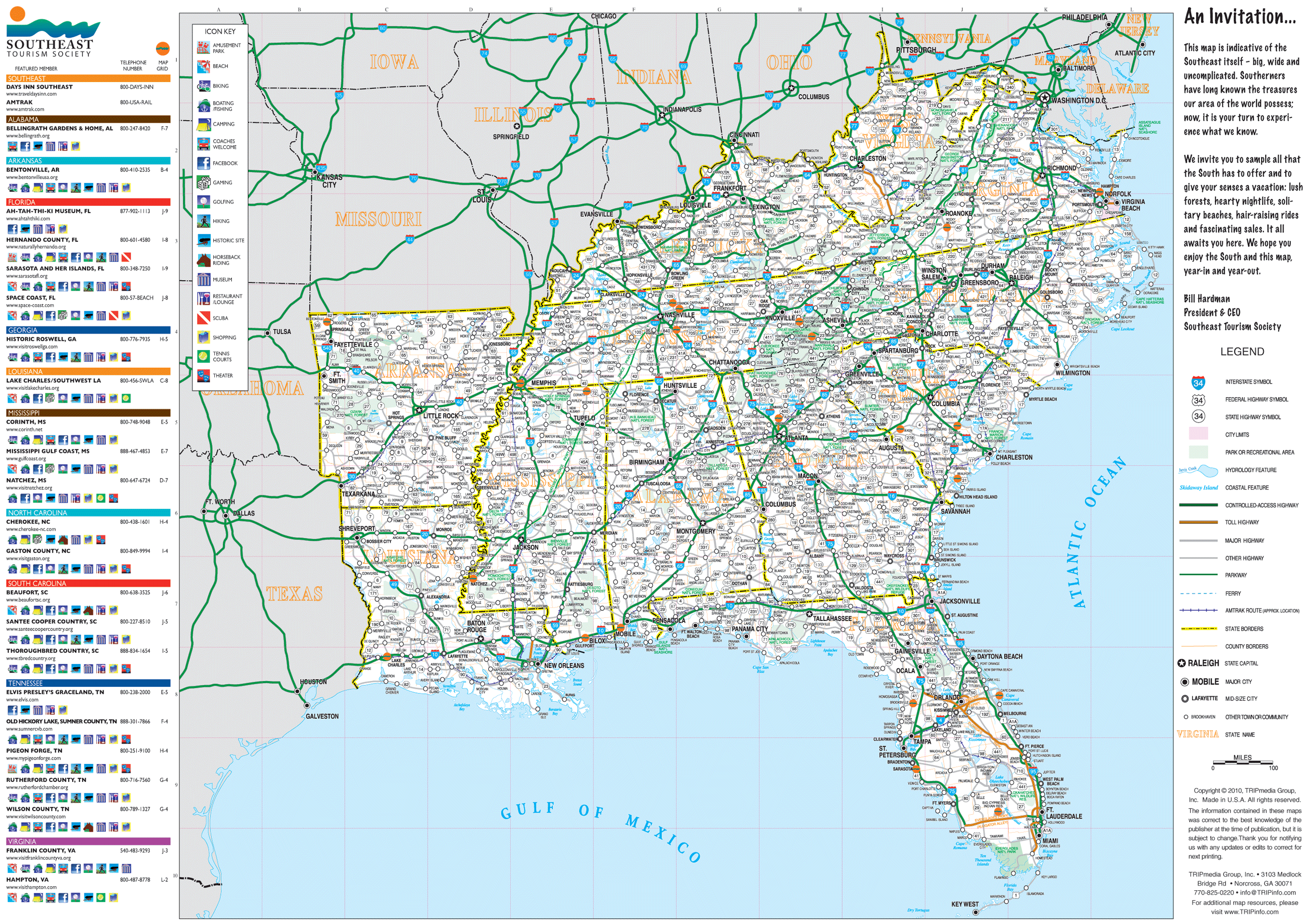 Maps Of The Southeastern United States United States Map Europe Map   SoutheastUSARoadMap 