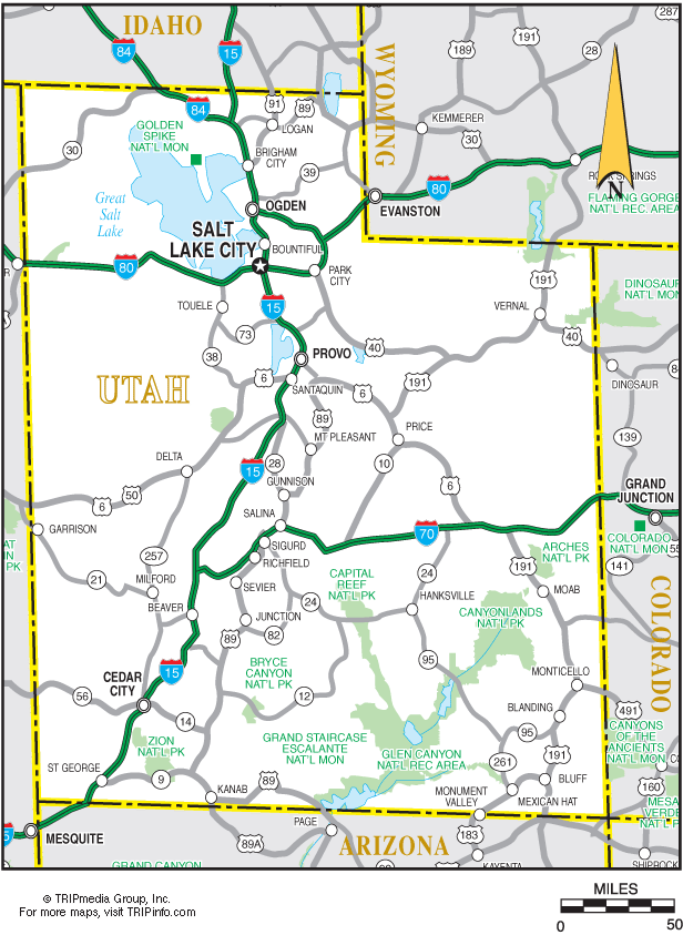 Utah Road Map