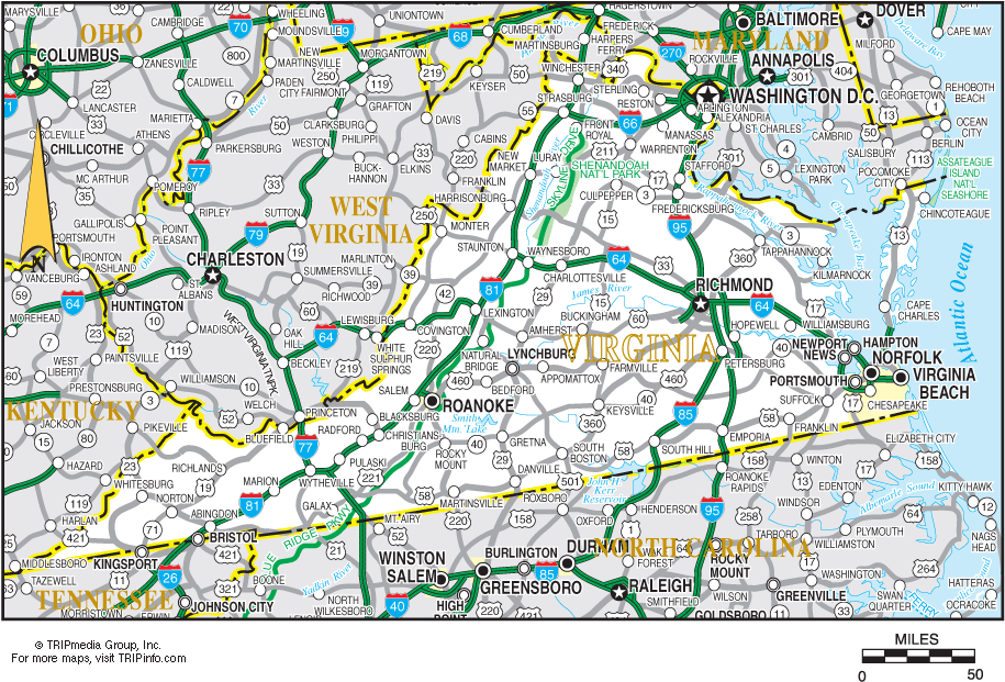 Virginia Road Map